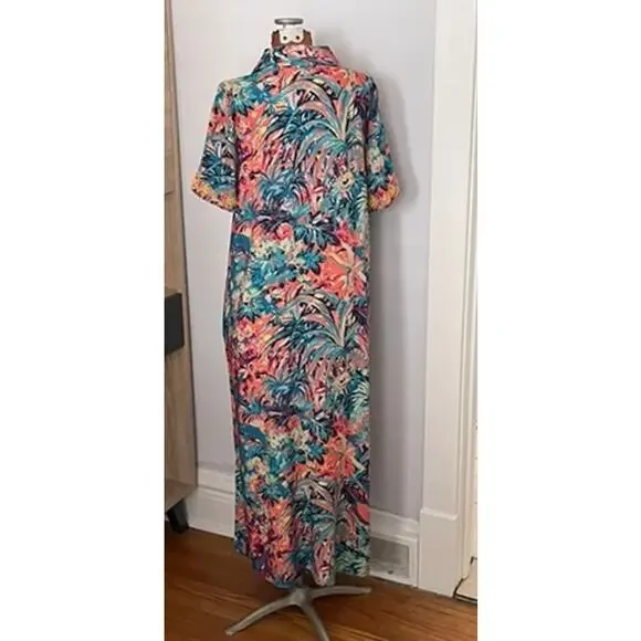 Soft Surroundings Sz L Petite Florence Dress Floral Midi Coastal Vacation Cruise - Picture 3 of 14